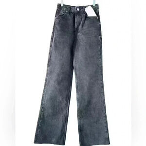 Zara Women’s Wide Leg  Jeans New With Tags Size 2 Raw Hem Trendy High Rise